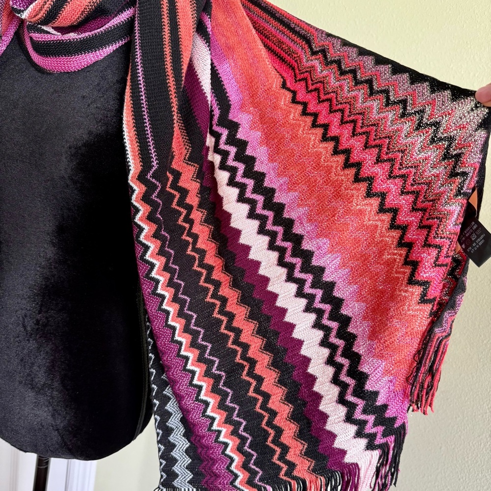 NEW Missoni Wool Blend Zigzag Large Scarf Shawl - Picture 2 of 10